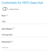 Credentials for PRTG Data Hub