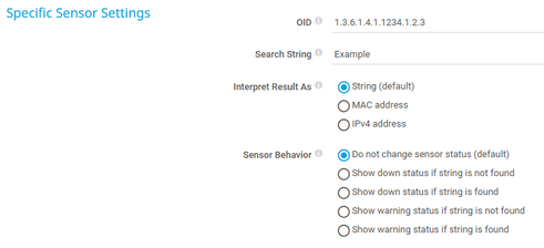 Specific Sensor Settings Specific Sensor Settings